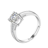 Craftuneed adjustable rings four prong faux diamond 18K platinum ring women girl men birthday gift engagement jewellery gift