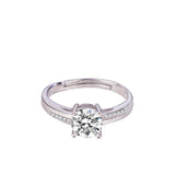 Craftuneed adjustable rings four prong faux diamond 18K platinum ring women girl men birthday gift engagement jewellery gift