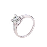 Craftuneed adjustable rings four prong faux diamond 18K platinum ring women girl men birthday gift engagement jewellery gift