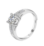 Craftuneed adjustable rings four prong faux diamond ring 925 silver women girl men birthday gift engagement jewellery gift