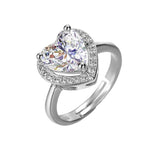 Craftuneed adjustable rings three prong heart shape faux diamond ring 925 silver women girl men birthday gift engagement jewellery gift