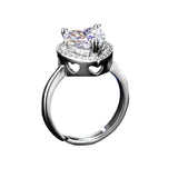 Craftuneed adjustable rings three prong heart shape faux diamond ring 925 silver women girl men birthday gift engagement jewellery gift