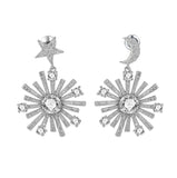 Craftuneed simplicity moon star zircon stone drop earrings 925 silver pin valentine's gift for her mum birthday Christmas gift idea