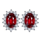 Craftuneed classic princess zircon oval stone stud earrings with 925 silver pins valentine's gift for her mum birthday Christmas gift