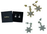 Craftuneed classic women snowflake rhinestones drop earrings with silver pins