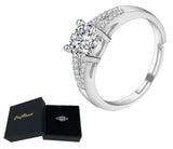 Craftuneed adjustable rings four prong faux diamond ring 925 silver women girl men birthday gift engagement jewellery gift