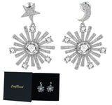 Craftuneed simplicity moon star zircon stone drop earrings 925 silver pin valentine's gift for her mum birthday Christmas gift idea