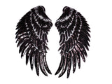 Copy of A pair of silver oA pair of iron on sequins wing applique motif patch sew on sequins feather applique motif patches
