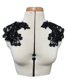 Craftuneed A mirror pair flower beaded lace applique sew on floral beads sequins lace motif patch in black or ivory or red for dress sewing