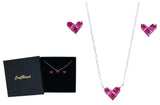 Craftuneed women 925 silver necklace zircon stone rose pink heart necklace & earring set gift