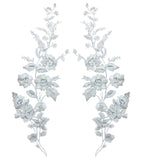 Craftuneed A mirror match pair bridal wedding floral lace applique sew on flower lace motif patch for dress sewing