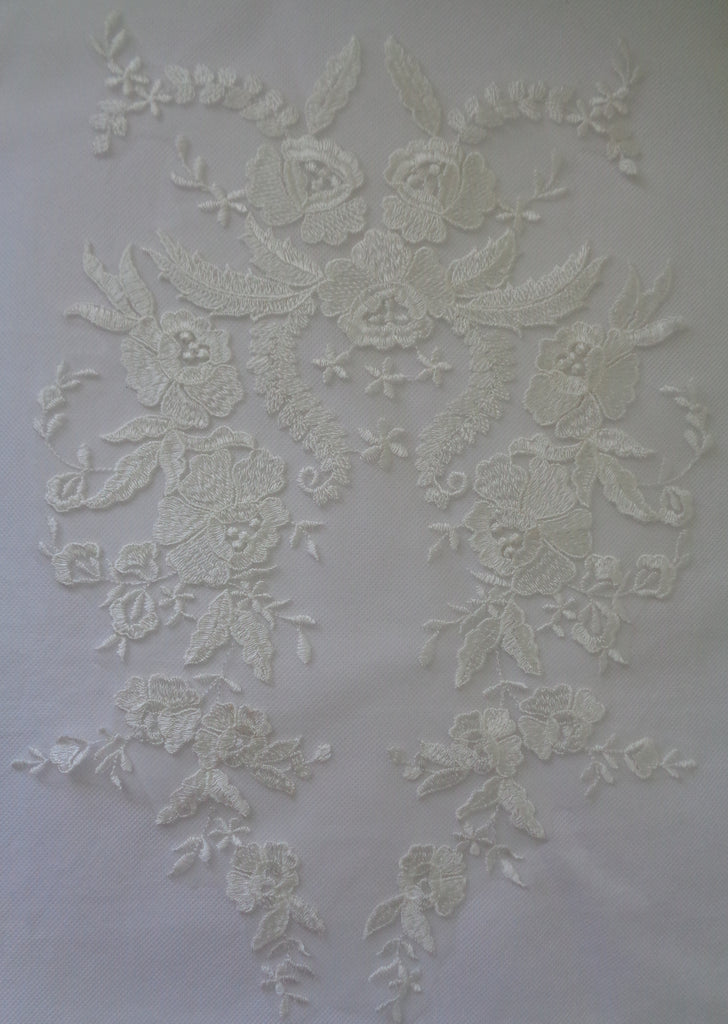 black or ivory cotton floral lace applique bridal wedding bolero lace motif is for sale. Sold by per piece