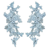 Craftuneed a Pair of blue floral lace applique sew on flower embroidered tulle lace motif patch