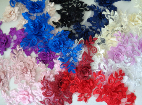 A double layered floral lace applique / floral tulle lace motif various colours sold by per piece