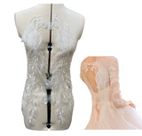 Craftuneed a Pair of ivory peacock embroidered lace appliques sew on bolero tulle lace motif patch