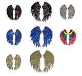 Copy of A pair of silver oA pair of iron on sequins wing applique motif patch sew on sequins feather applique motif patches