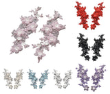 Craftuneed A pair of sew on flower beaded lace applique floral beads sequins tulle lace motif patch