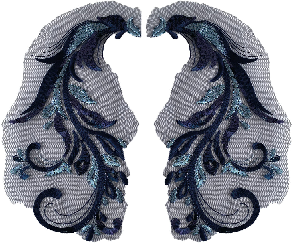 Craftuneed a mirror pair sequins lace applique sew on gold red purple navy wine tulle sequins lace motif patch