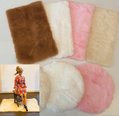 Craftuneed 1:6 fluffy rug faux sheepskin rug for doll house interior suitable for barbie doll