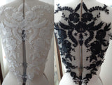 black or ivory cotton floral lace applique bridal wedding bolero lace motif is for sale. Sold by per piece