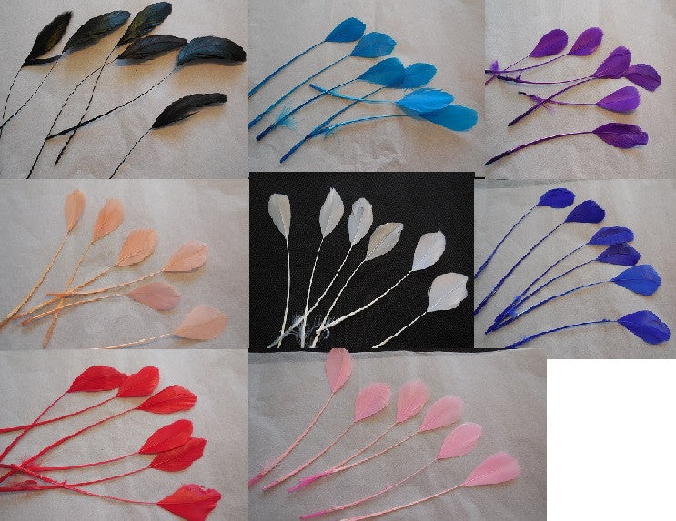 6pieces Stripped Hat Mount feather Millinery DIY craft feather 8colours choices