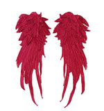 A mirror pair feather wing shape lace motif applique sew on shoulder lace cap sleeves patch for dress making sewing