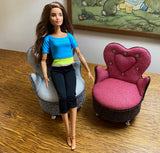 Craftuneed 1:6 Scale Doll Sofa Chair Silver Grey Glitter Heart Shaped Jewellery Box Organizer with Mirror