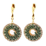 Craftuneed women handmade retro beads rhinestones circle charm earrings box gift Per pair