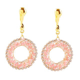 Craftuneed women handmade retro beads rhinestones circle charm earrings box gift Per pair