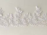 Craftuneed ivory or white sequins floral lace trim sew on bridal wedding dress hem lace trimming Per Yard