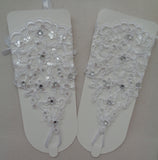 A pair red / white / ivory beaded wedding lace gloves floral bridal lace gloves is for sale. Sold By pair