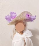 Handmade 1:6 Scale Doll Hat with Lilac Purple Flowers Miniature Doll Accessory