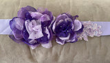 Handmade Purple Lilac Bridal Beaded Sash Belt – Chiffon Flower Wedding Dress Belt