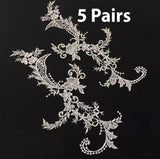 Gold Se5 Pairs Ivory Bridal Lace Applique Floral Embroidery Lace Motif Patch For Wedding DIY