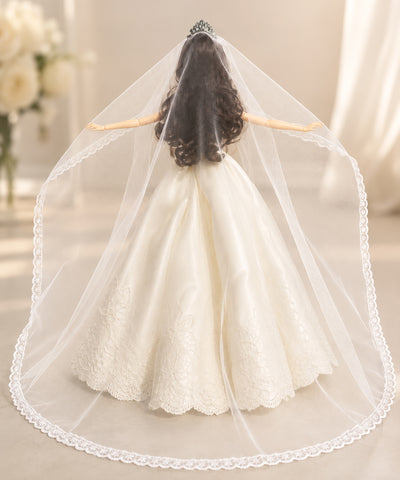 1:6 Scale Miniature Wedding Veil and Crown Set Handmade Doll Bridal Accessories