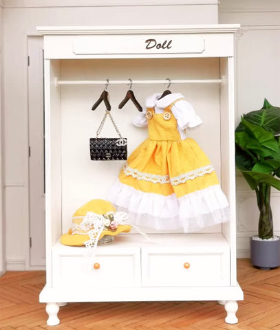 Craftuneed 1:6 scale Personalised Logo Dollhouse Closet Wardrobe Miniature Doll Clothes Storage Cabinet Display Furniture Handmade