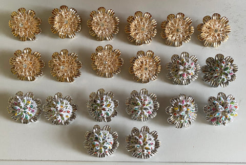 Craftuneed Bundle 20pcs silver Champagne rhinestones faux crystal 3D flower shaped shank buttons