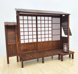 1:6 Dollhouse Japanese House Front Handmade Miniature Wooden Facade Shoji Screen Diorama