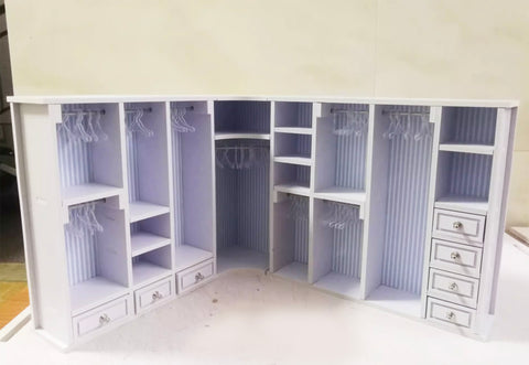 1:8 Scale Miniature Wardrobe Closet with Full-Length Mirror DIY Kit | Flat Pack Dollhouse Furniture