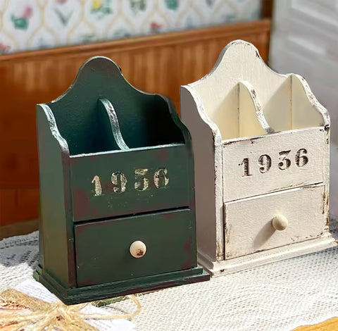 1:6 Scale Dollhouse Cutlery Holder Handmade Miniature Vintage Wooden Utensil Box Kitchen