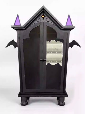 1:6 scale Dollhouse Gothic Wardrobe Handmade Miniature Wooden Cabinet Closet