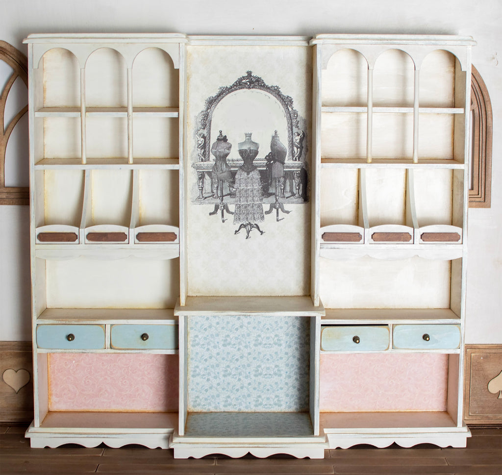Unassembled Display Unit DIY Miniature Display Cabinet Kit – 1/6 & 1/12 Scale Dollhouse Furnitu ...