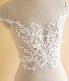 2 Pairs Ivory Bridal Lace Applique Floral Embroidery Wedding Dress Motif Patch (4 Pieces)