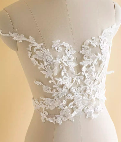thumbnail image 2 of Red Embroidered Lace Appliques - Two Pairs For Wedding Dress & Craft Decorations 2 of 5