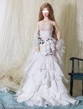 Craftuneed 1:6 Scale Doll Floral Petal Dress with Necklace and Sleeves Miniature Fashion Doll Gown Outfit Handmade