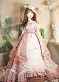 Handmade Victorian Romantic Doll Outfit 1/6 1/4 1/3 Scale Miniature Dress Hat Necklace Handbag