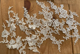 5pcs Floral Embroidered Lace Applique Bundle Ivory White Lace Motif Patches