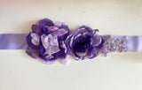 Handmade Purple Lilac Bridal Beaded Sash Belt – Chiffon Flower Wedding Dress Belt