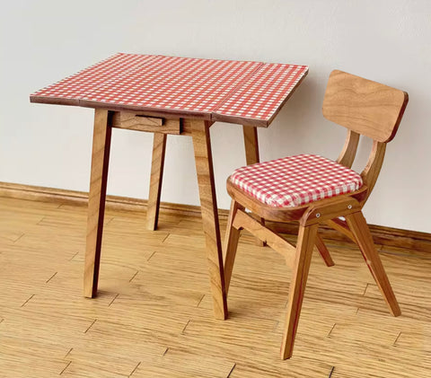 Dollhouse Folding Table and Chair Set Miniature Furniture Dining Set 1/6 1/12 Scales