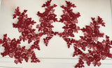 Craftuneed Bundle 6pcs wine colour floral lace applique Embroidered tulle lace motif patch